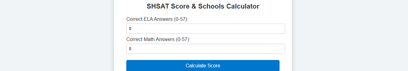 SHSAt Calculator
